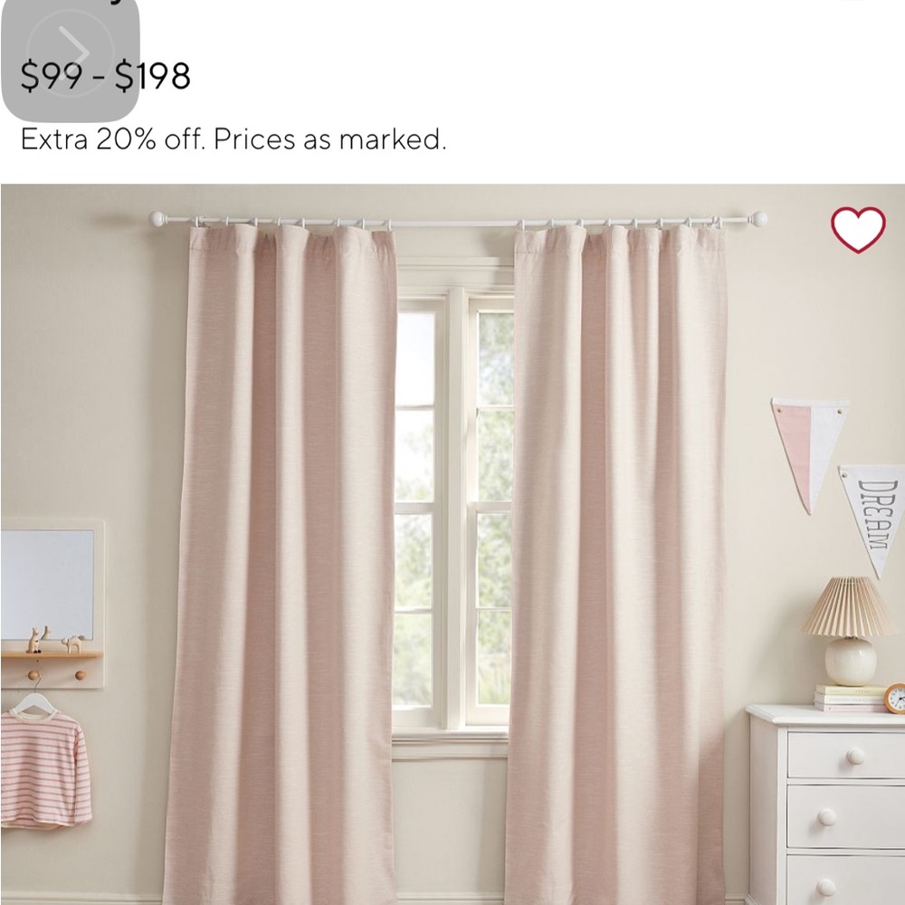 2/2- Pottery Barn Kids Evelyn Blackout curtain- Blush- 44” x 84”